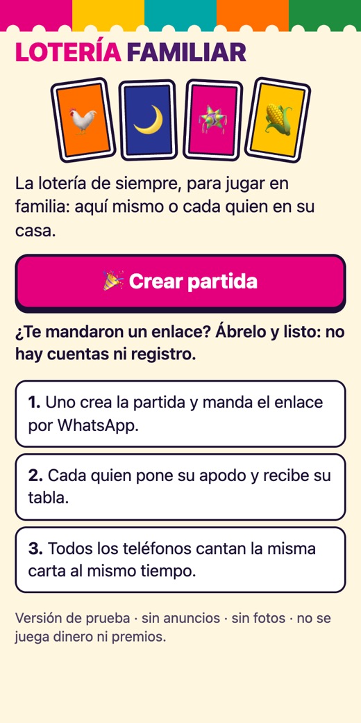 Pantalla de Lotería Familiar